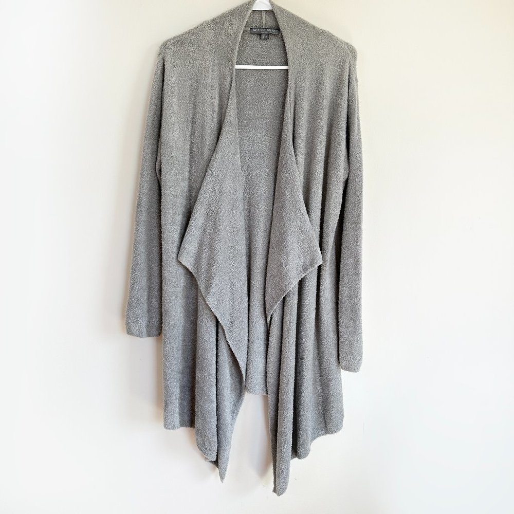 Barefoot Dreams Gray CozyChic Lite Knit Island Wrap Cardigan Draped Front S/M